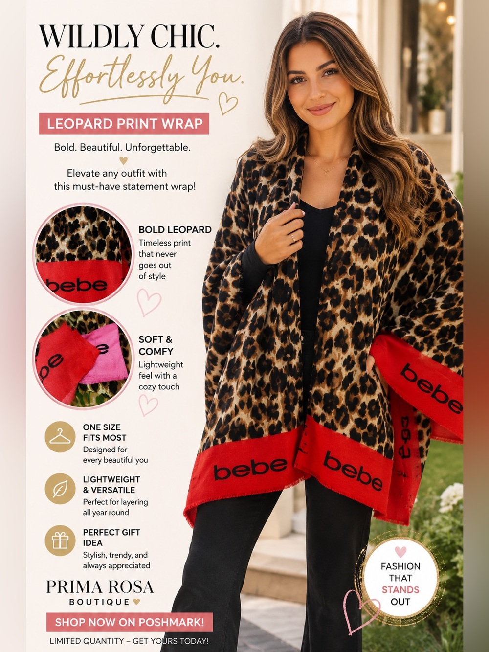 BeBe Logo Poncho Shawl Cape Scarf-pink